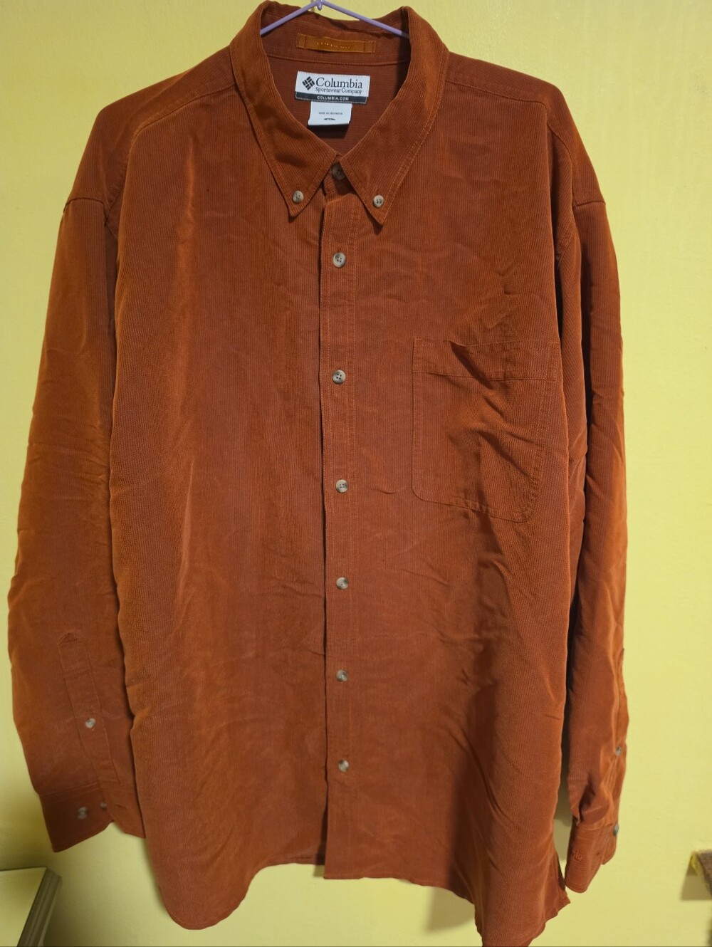 Retro Columbia Sportswear Men's Size XL Button Up Shirt Rustic Rust-Orange